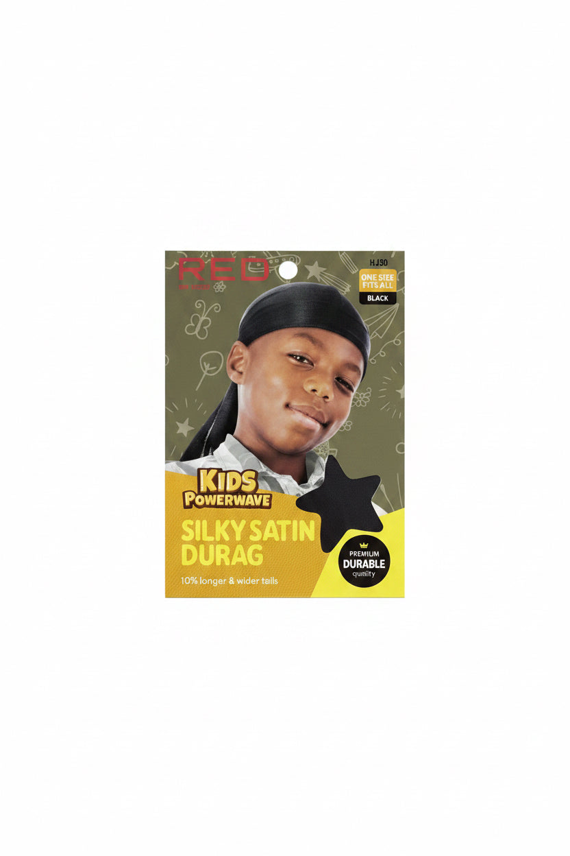 Red kids satin durag (Black)
