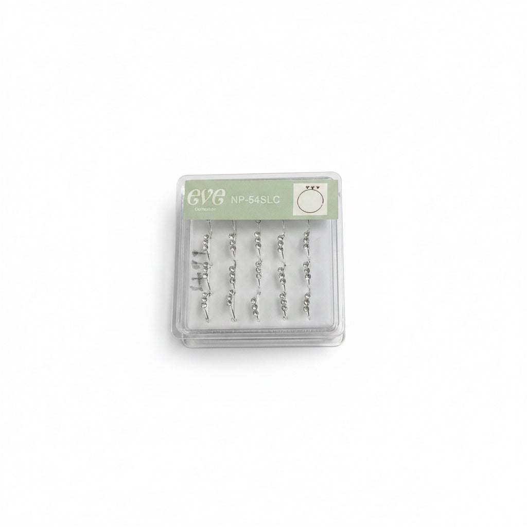 Eve collection 3 diamond nose hoops (silver)