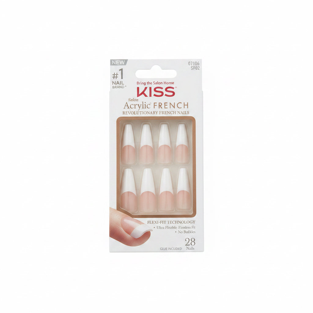 Kiss salon acrylic French nails XL
