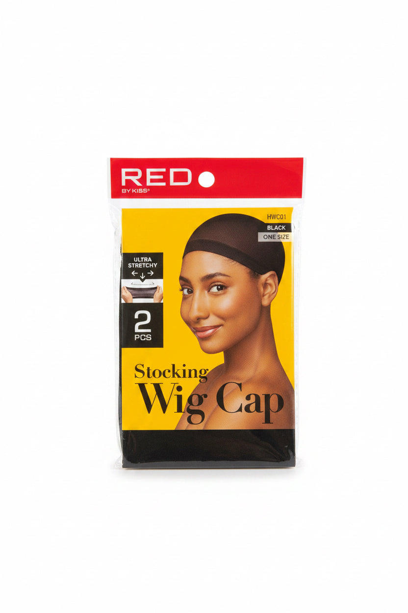 RED Wig Cap Blk 2pcs