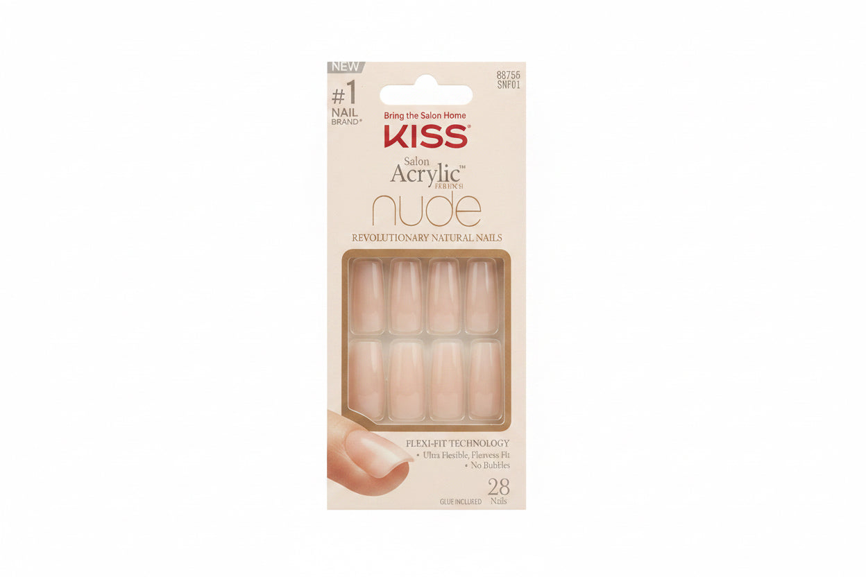 Kiss salon acrylic French nude nails L