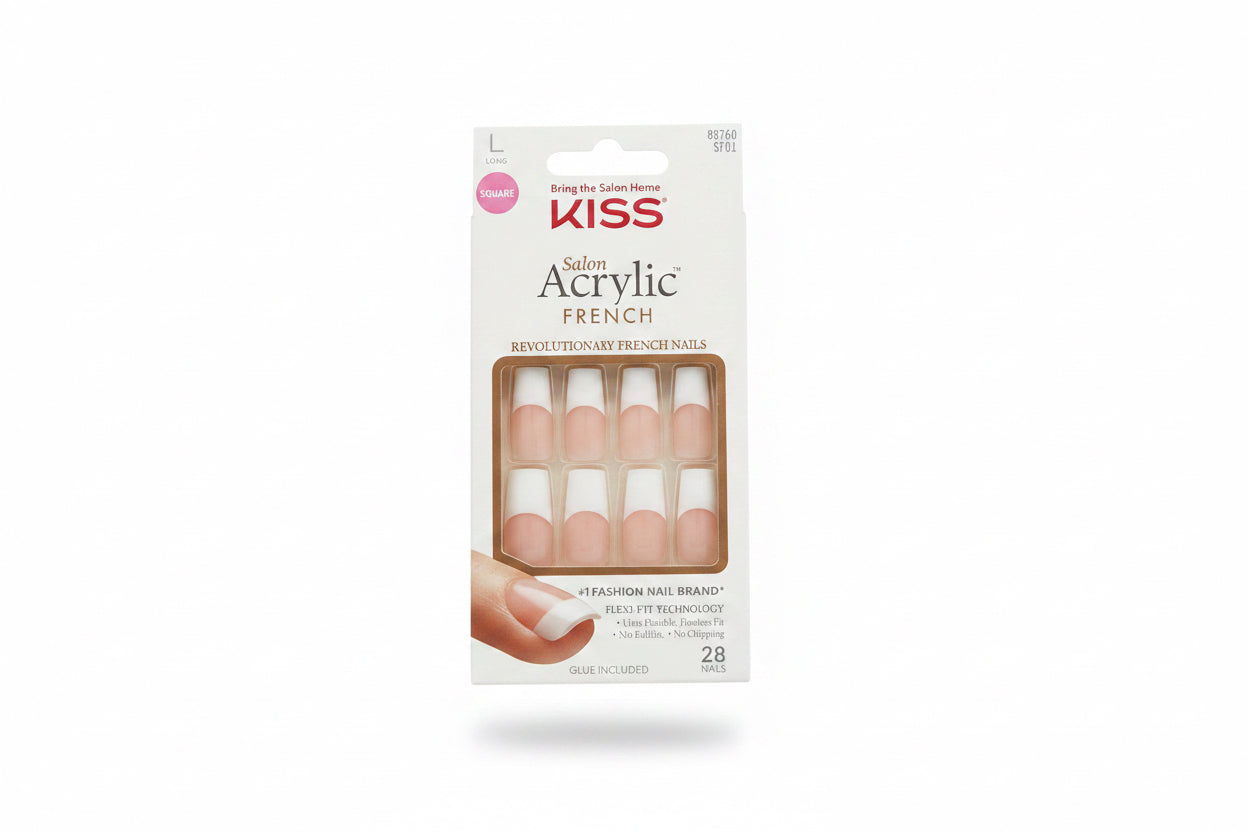 Kiss salon acrylic French nails L (square)