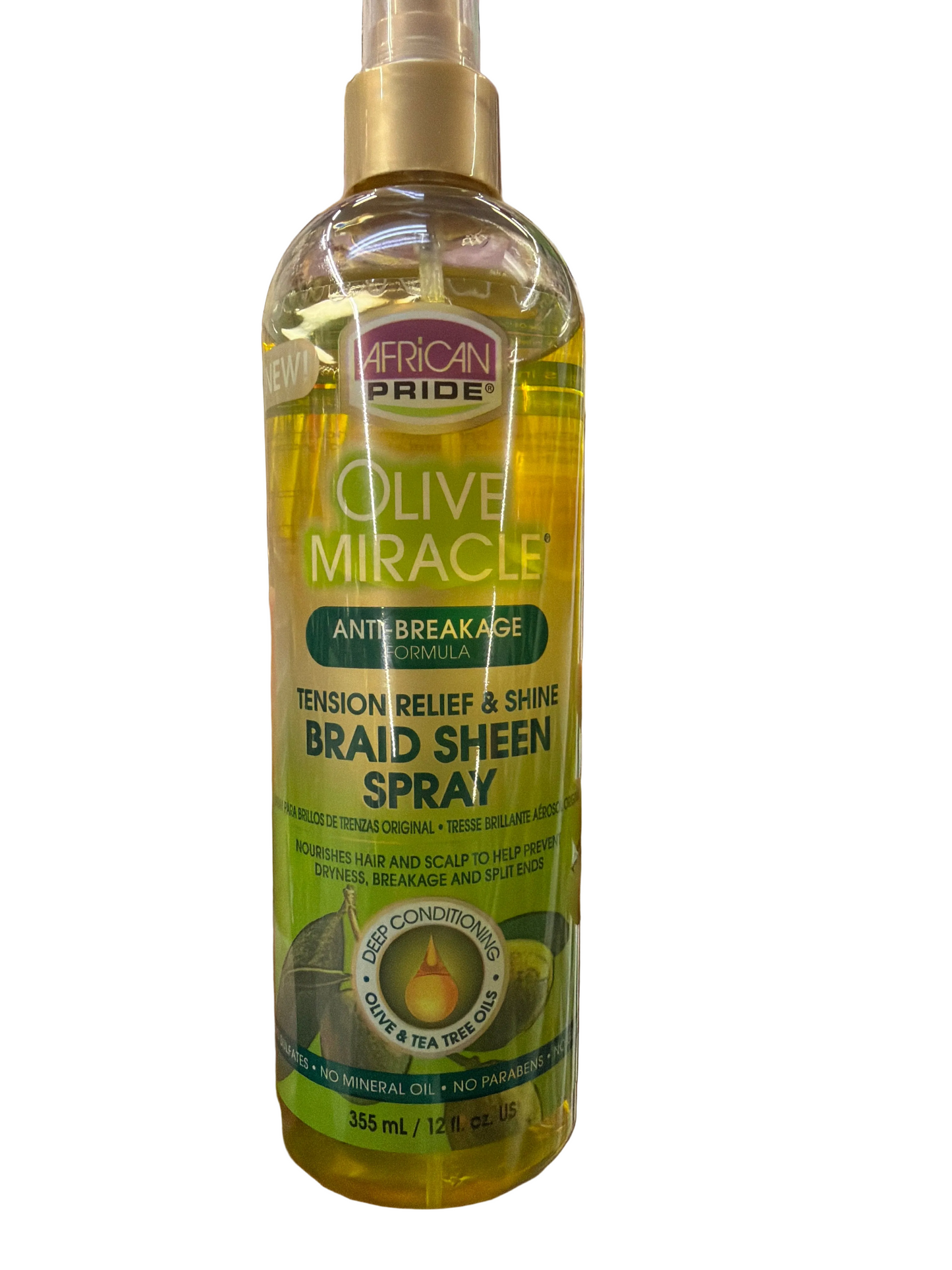 AFRICAN PRIDE OLIVE MIRACLE BRAID SHEEN SPRAY 12OZ