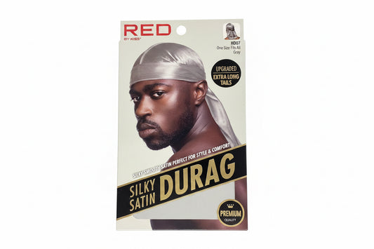 Red silky satin durag (grey)