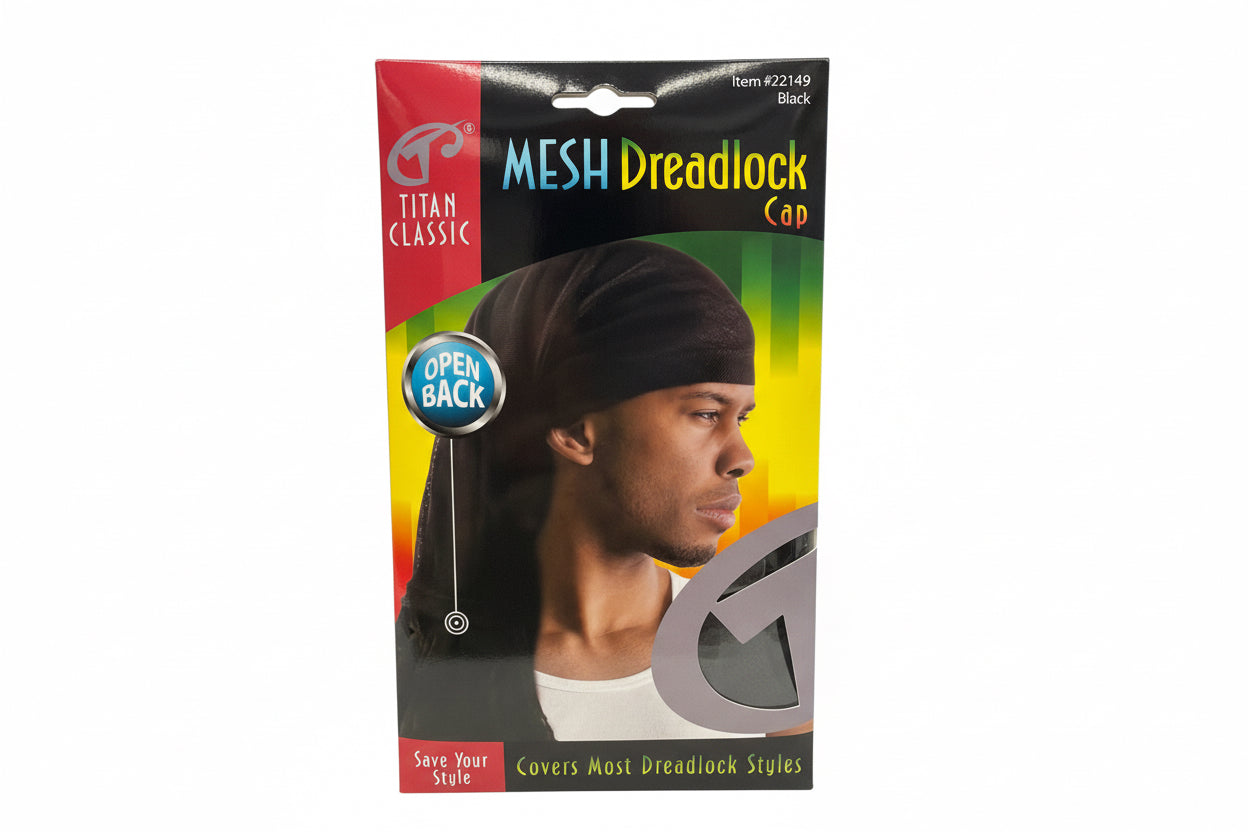 TITAN CLASSIC MESH DREADLOCK CAP (BLACK)