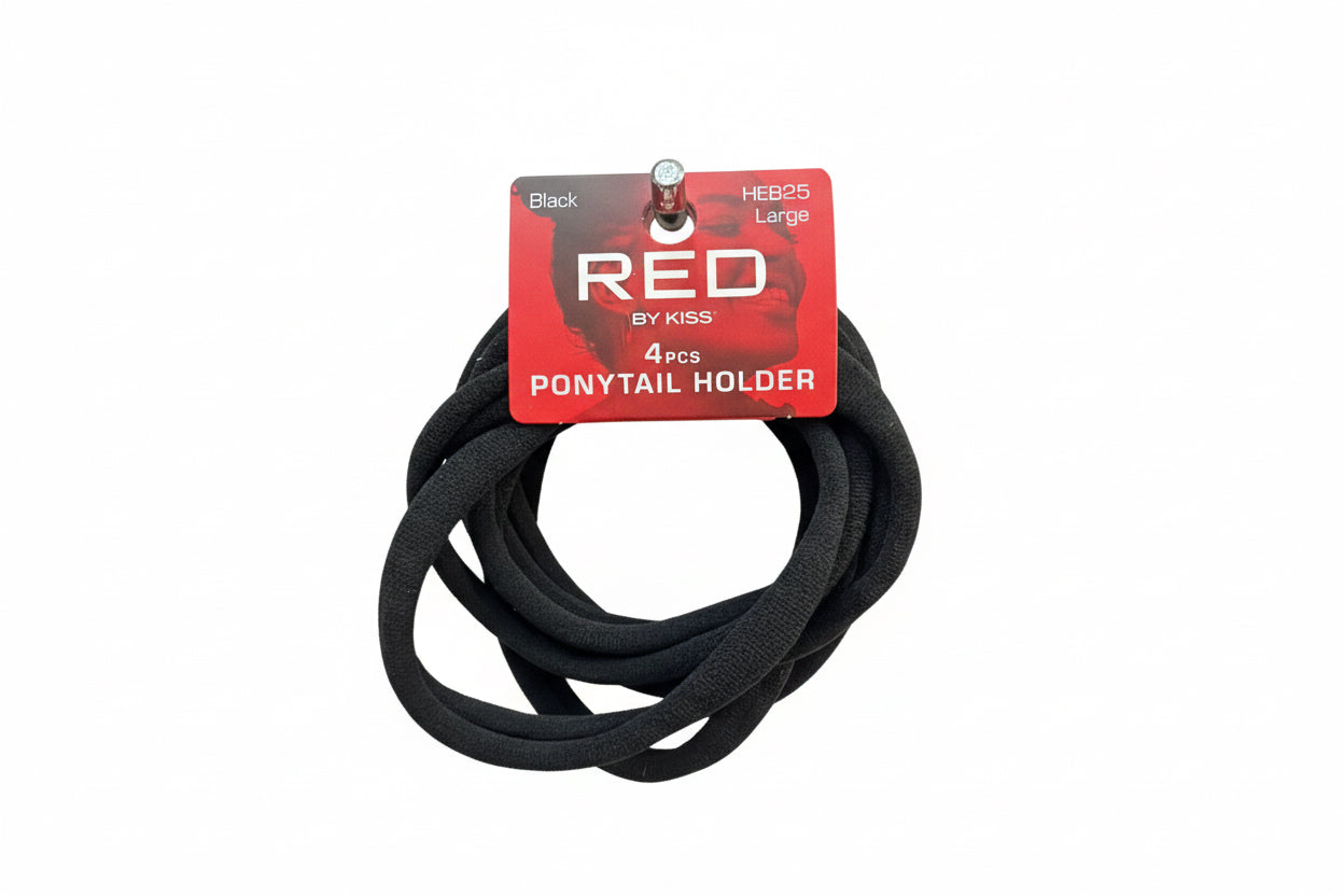 RED BY KISS LARGE PONYTAIL HOLDER 4 PC- BLACK