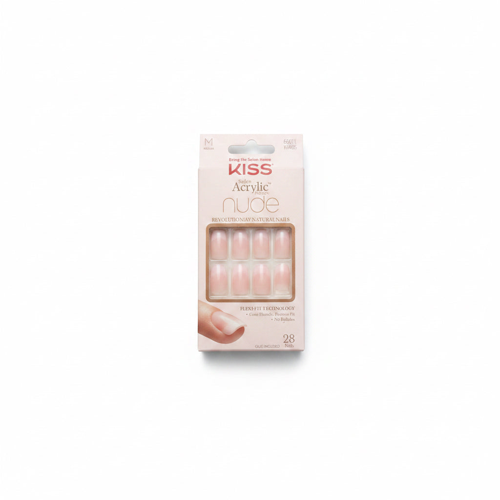 Kiss salon acrylic French nude nails M