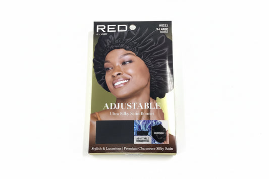 RED ADJUSTABLE SILK BONNET (black)