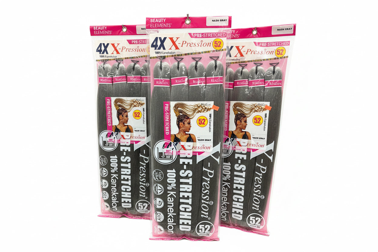 XPRESSION  52" 4X PRE STRETCHED BRAID HAIR - NASH GREY