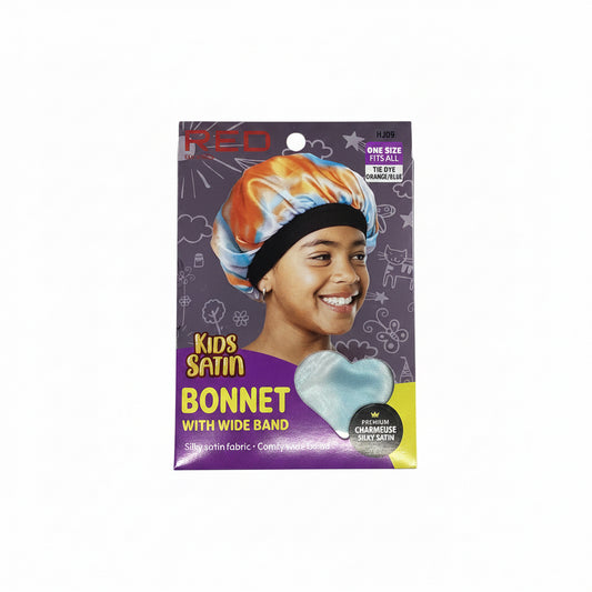 Red kids satin bonnet (tie dye)