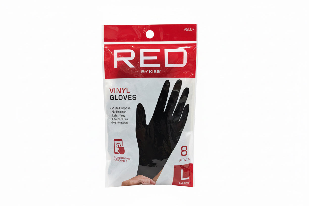 RED Vinyl Gloves L