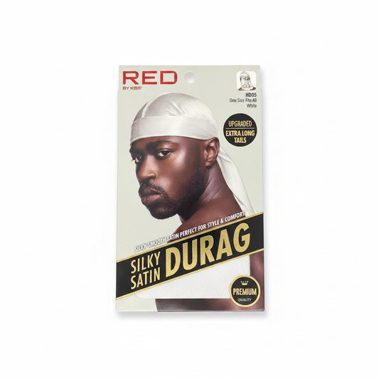 Red silky satin durag (white)