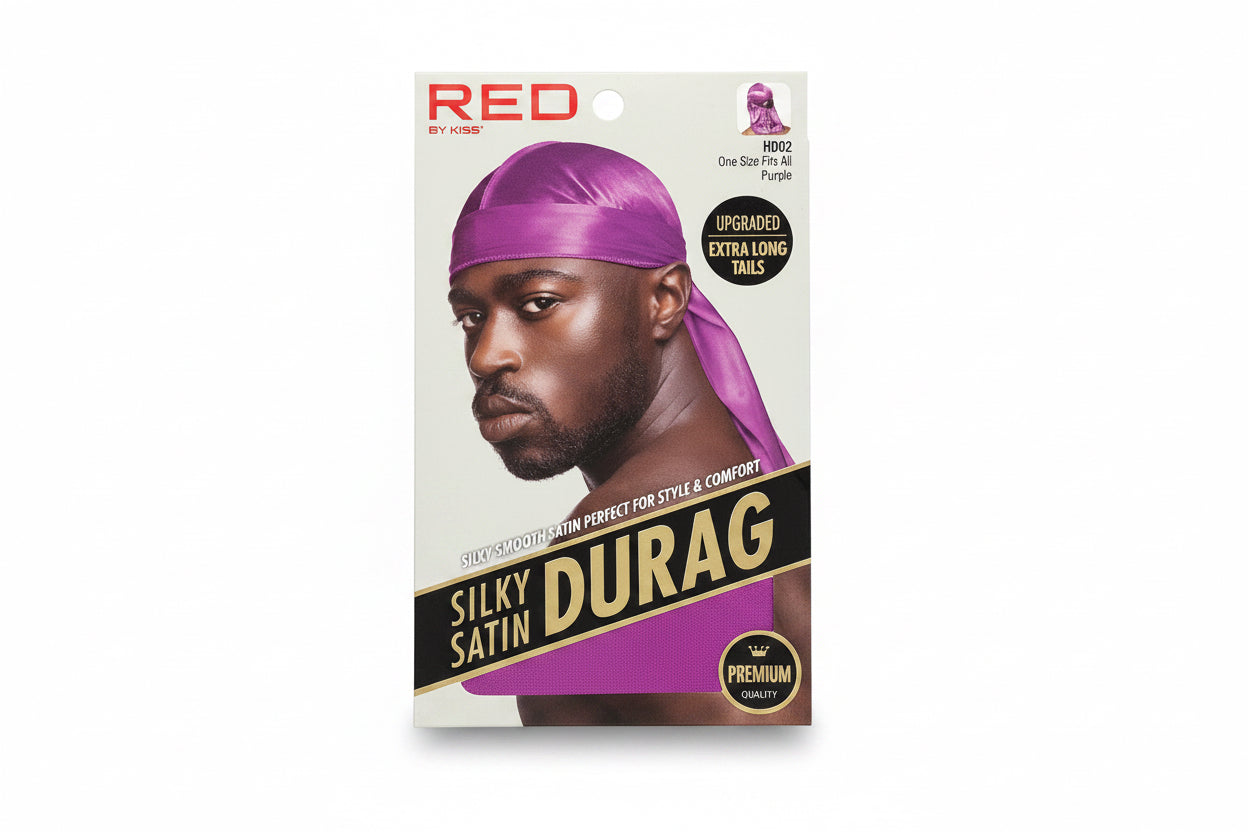 Red silky satin durag (purple)