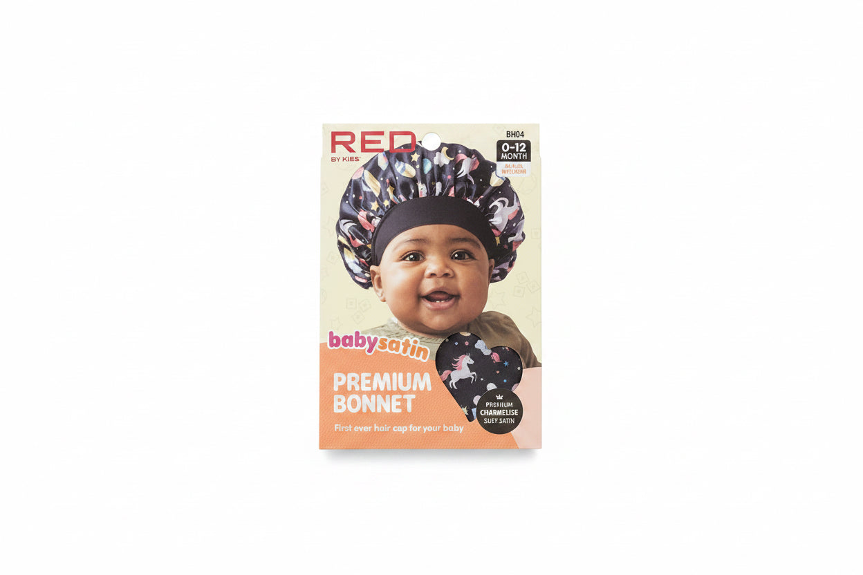 Red baby bonnet (unicorn)