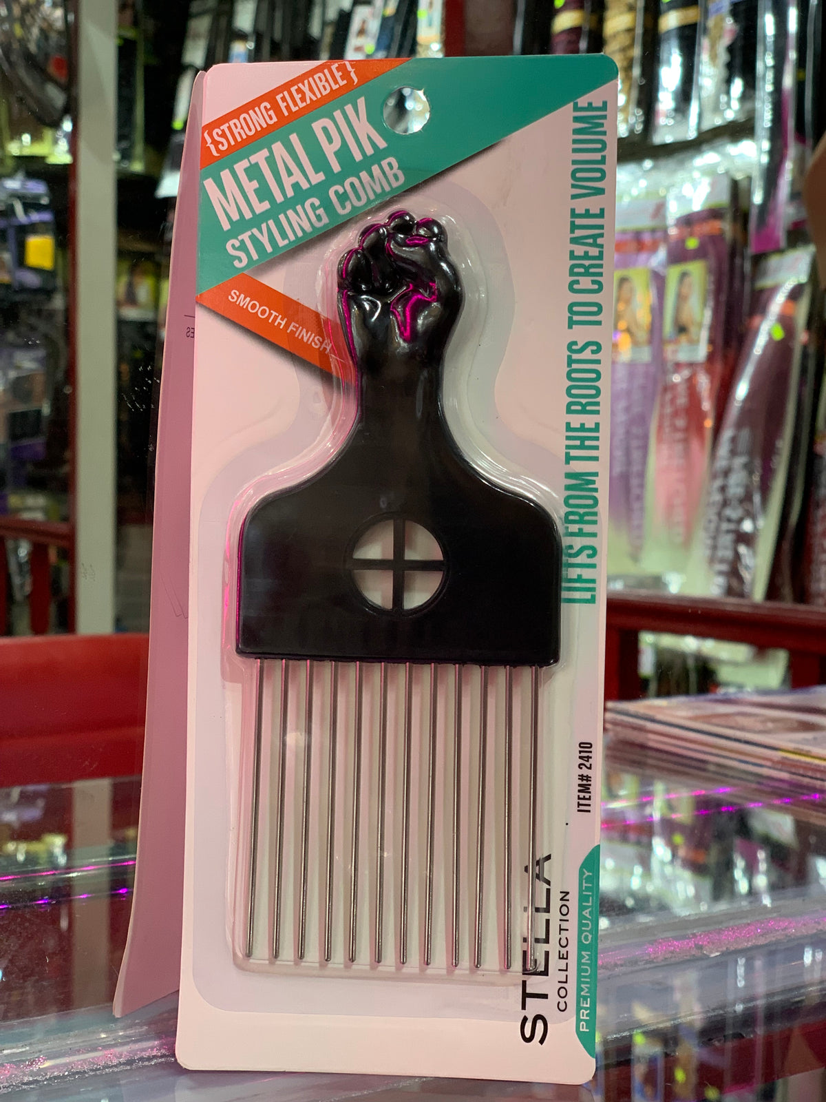 Stella Collection Metal Pink Styling Pick Comb