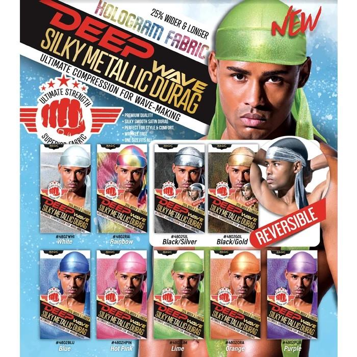 Magic Collection Deep Wave Silky Metallic Durag (Gold)